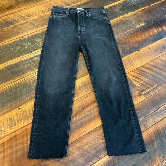 RE/DONE Comfort Stretch High Rise Stove Pipe Jeans Washed Noir Black Size 27 - Picture 10 of 16
